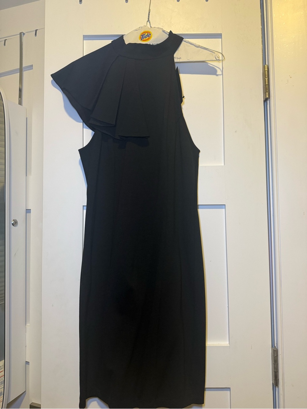 Fashion Nova Black One-Shoulder Ruffle Midi Dress | Size Large | NWT